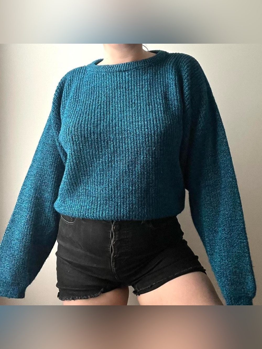 Vintage Le Tigre blue ribbed knit sweater